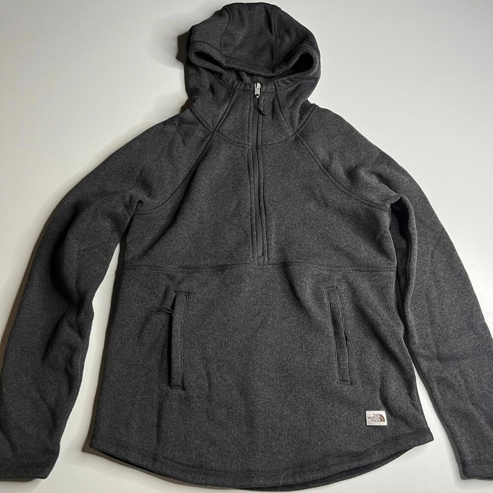 The North Face Women’s Hoodie Fleece Quarter Zip Gray Small‎ Pullover